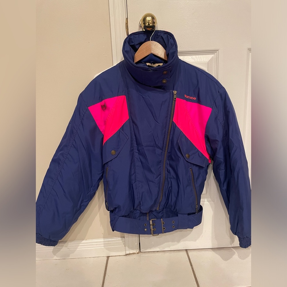 1990 Sunice Blue and Pink Ski Jacket